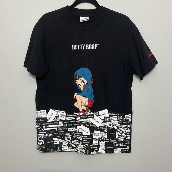 Betty Boop Womens Black White Sassy Graphic Short Sleeve T-Shirt‎ Size Medium - Picture 1 of 9